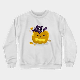 Cat and Pumpkin Halloween Crewneck Sweatshirt